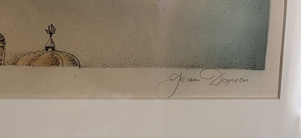 Duża surrealistyczna grafika „Spotkanie z Pegazem” Jean Daprai