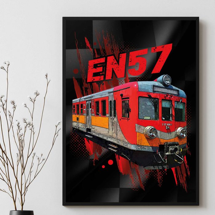 plakat pociąg en57, plakat na ścianę do ramy B2 50x70cm