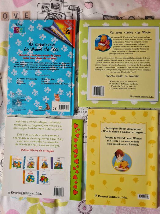 4 livros infantis de "Winnie the Pooh" da Disney