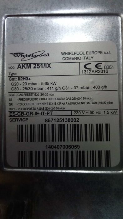 2 placas WHIRLPOOL AKM251/IX (3 bicos a gás + 1 eléctrico)