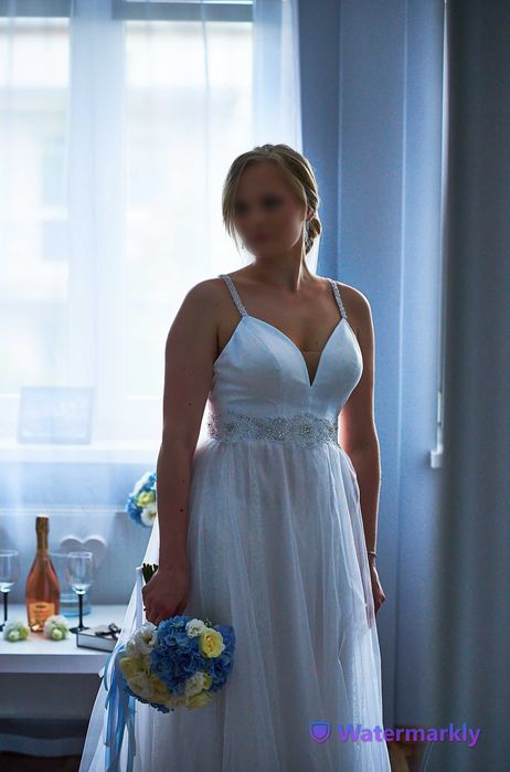 Suknia ślubna 38/40 biel Dwa welony Emmi Mariage