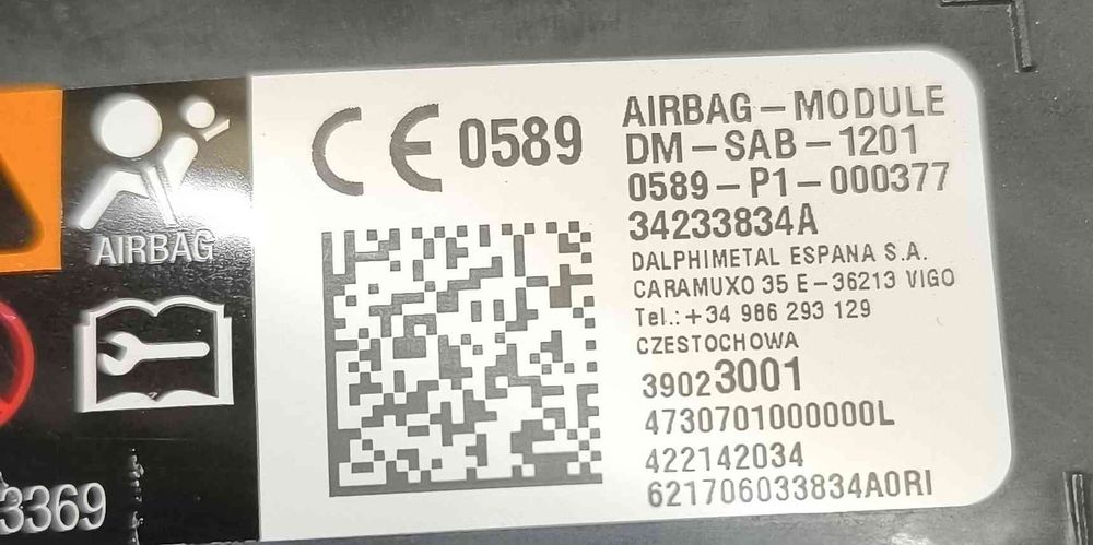 Airbag Banco Esquerdo 39023001 - OPEL ASTRA K