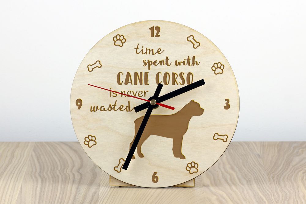 Cane Corso zegar ze sklejki większy Art-Dog