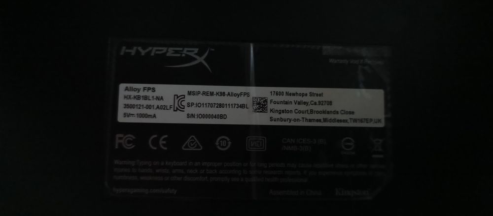 клавиатура Hyperx Alloy FPS
