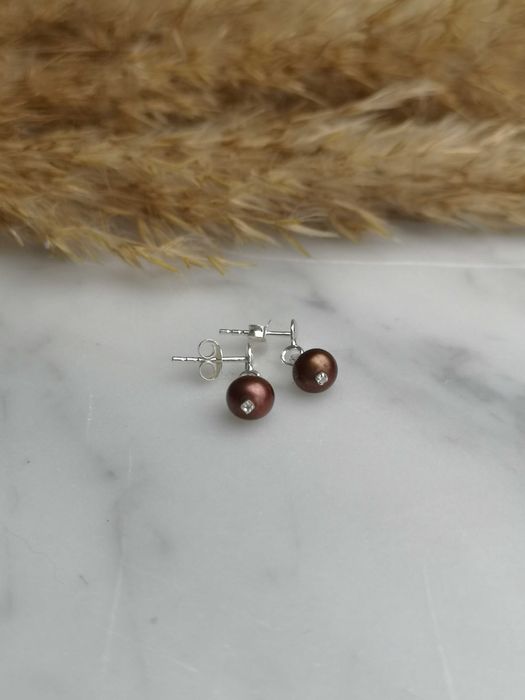 kolczyki sztyfty z naturalną perłą