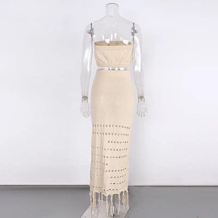 Костюм, комплект на пляж,пляжный,юбка с бахромой и топ