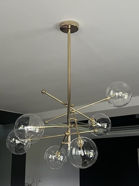 Lampa żyrandol kule szklane zloty