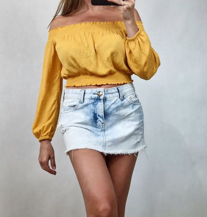 Bluzka hiszpanka,  musztardowy top M