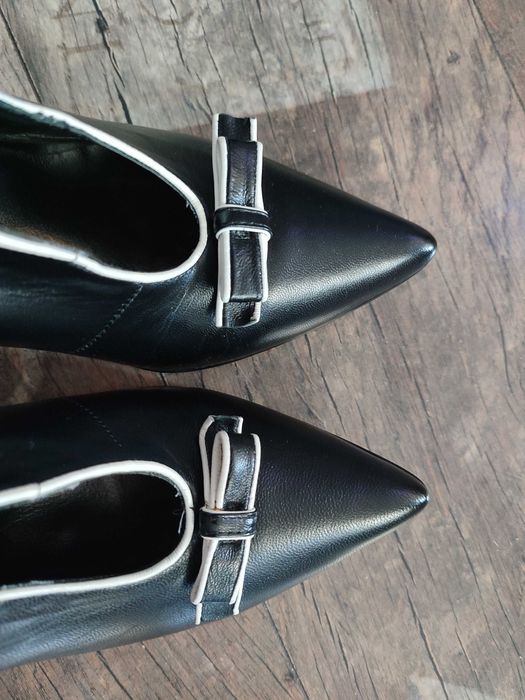 Туфлі човники ( батільйони) чорні на каблуку