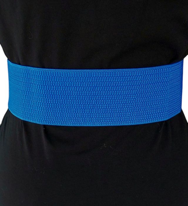 Elastyczny niebieski szeroki pasek damski