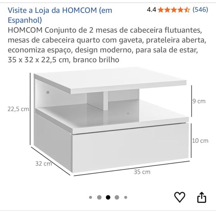 Mesas de cabeceira suspensas
