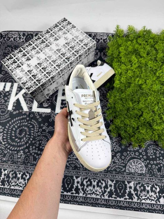 [БЕЗ ПЕРЕДПЛАТИ] Кеди Premiata Steven White Distressed / білі кеды премиата стивен 38-45 белые НОВЫЕ НОВІ УНИСЕКС Кроссовки премиата преміата