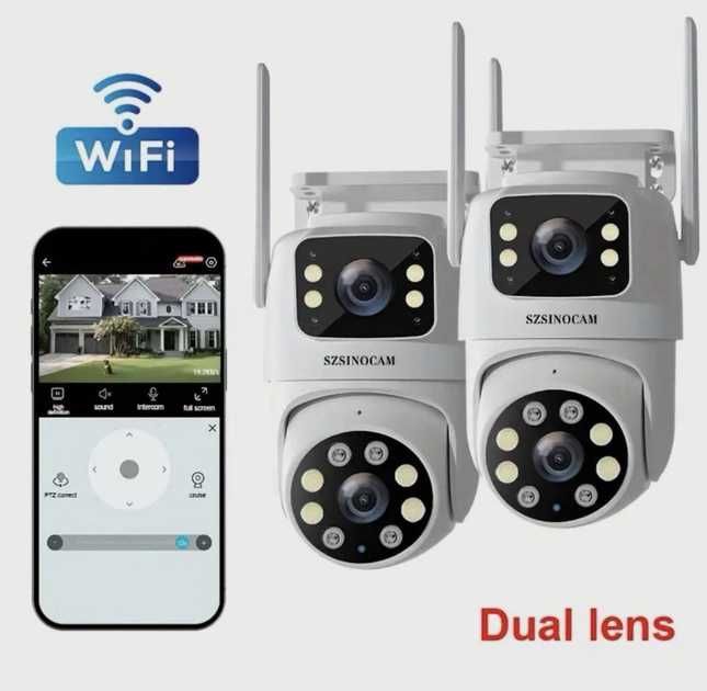 Бездротова вулична WiFi камера 2K TY-Q2 2.4/5 ГГц, 2 об'єктиви, PTZ, нічна зйомка
