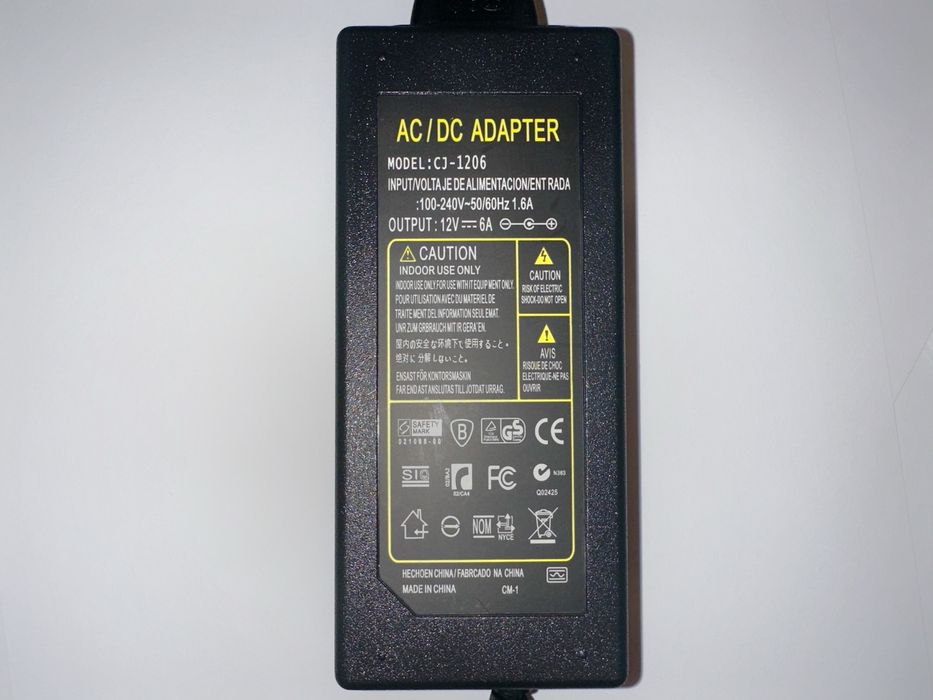 Блок питания CJ-1206 AC/DC adapter 220v в 12v 6A