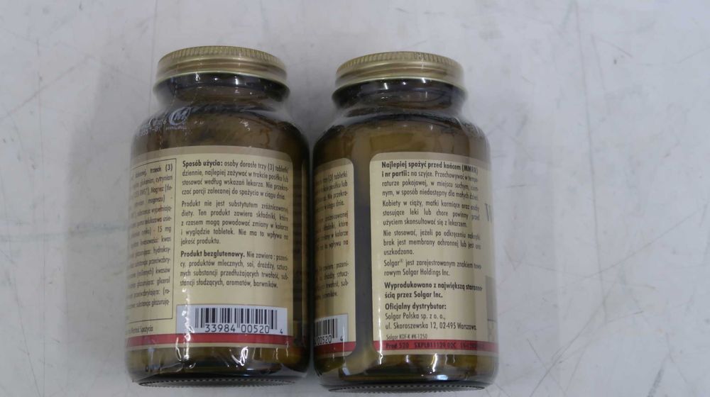 Suplement diety Solgar wapń magnez cynk 100 tabletek 2 sztuki