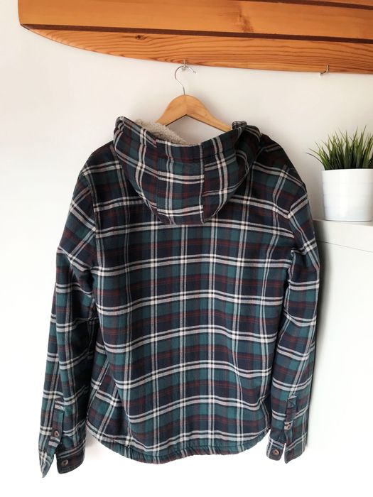 camisa xadrez / casaco forrada a lã com capuz, carneiro, como nova