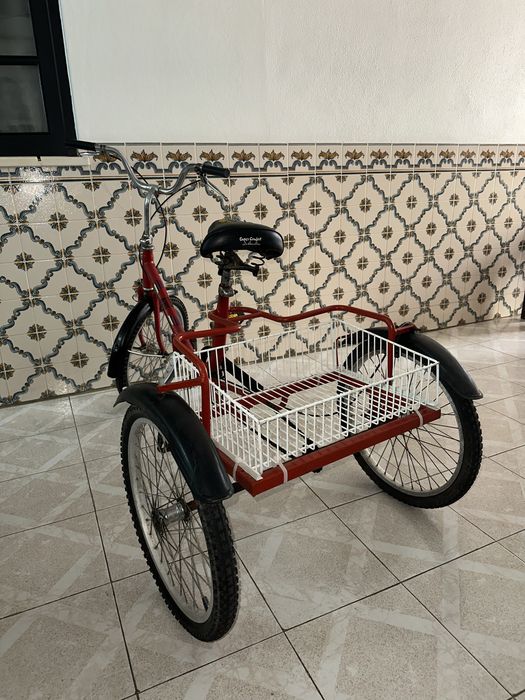 Triciclo/Bicicleta com 3 rodas para adulto, com cesto traseiro grande.