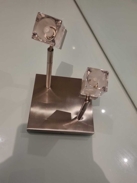 Aplique/Candeeiro/Focos, metal inox escovado, difusores em vidro fosco