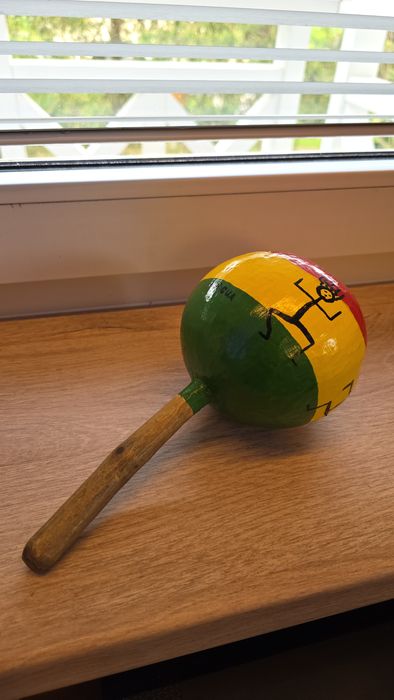 Etniczny MARAKAS z Antigua • Drewniana Grzechotka Tykwa Rasta Etno Boho