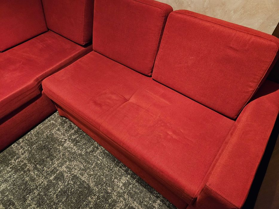 Kanapa narożnik czerwony 1,5x2,35 m