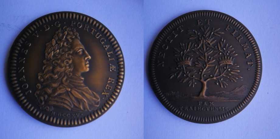 2 raras medalhas de bronze joannes v.d.g.portugal.rex