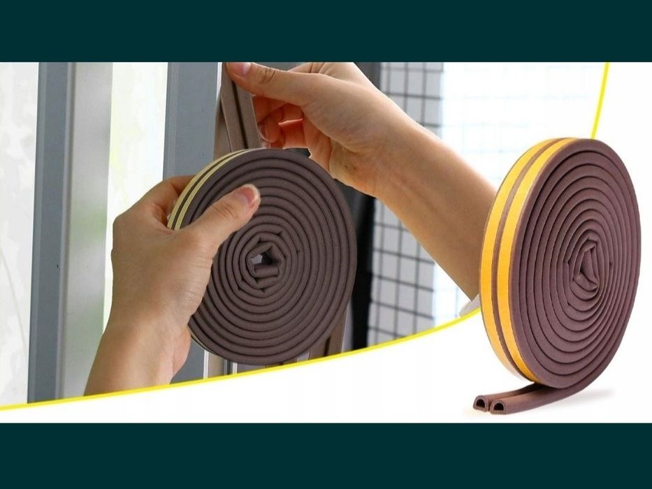 Samoprzylepna gumowa wyciszająca uszczelka 6 m do drzwi okien typ D