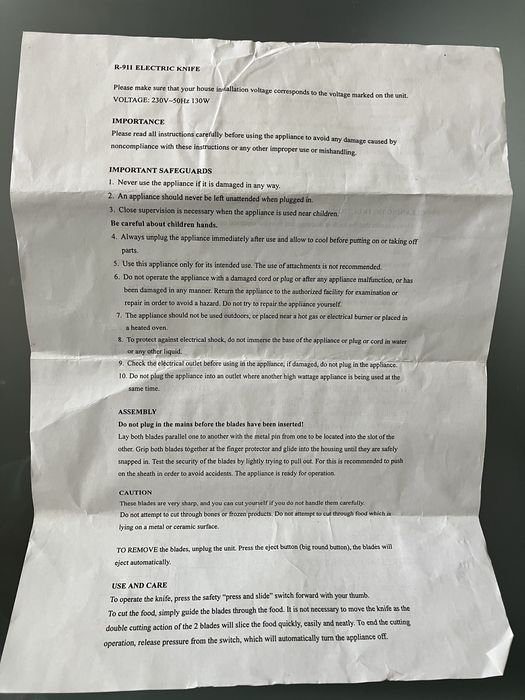 Faca elétrica de cozinha