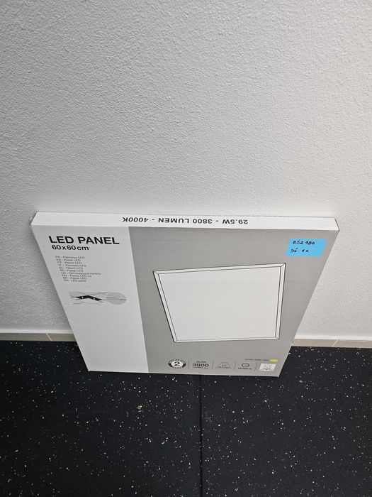 3 Painéis LED 60x60 novos e selados, 29,5W 3800lm 4000K