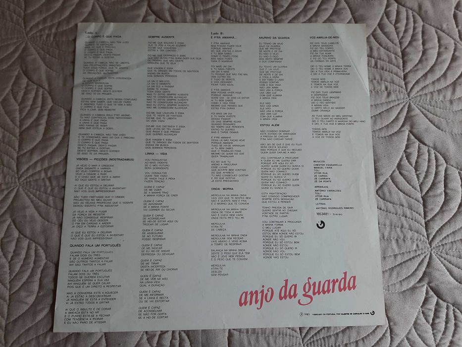 António Variações - Anjo da Guarda - Portugal - Vinil LP