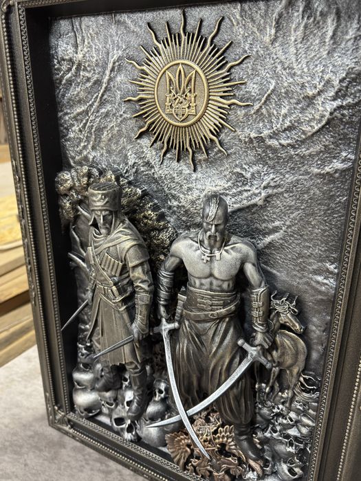 Картина Козак і Воїн • дерев’яний рельєф • авторська робота