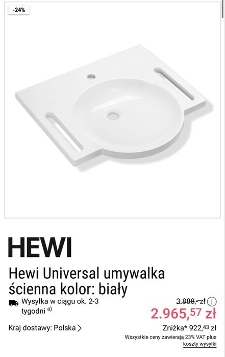Umywalka HEWI Universal 950.11.101