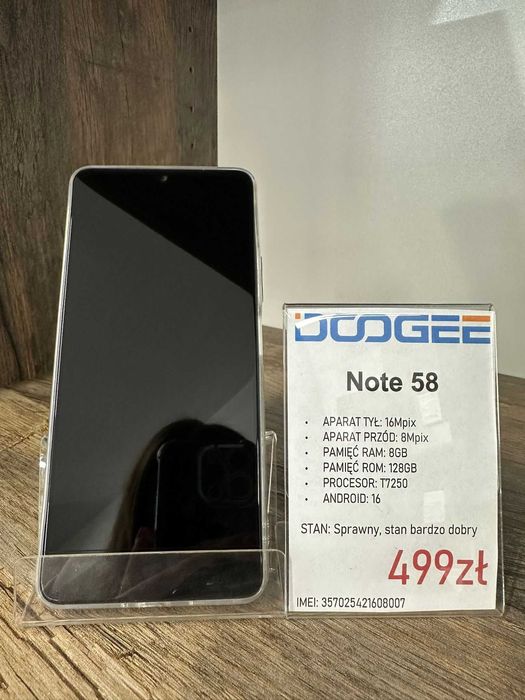 Smartfon Telefon DOOGEE Note 58 8/128GB stan bdb gwarancja