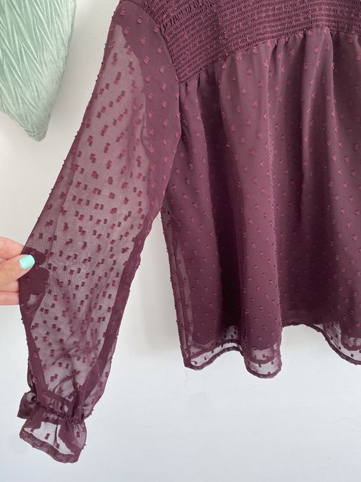 Bluzka tunika vrs 122/128 śliwkowa kropki jak newbie