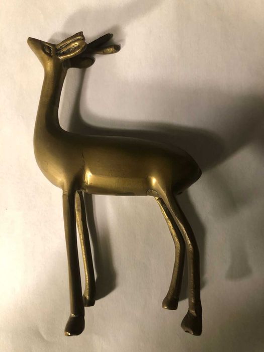 Solid Brass Deer Statue, 13 cm in Height