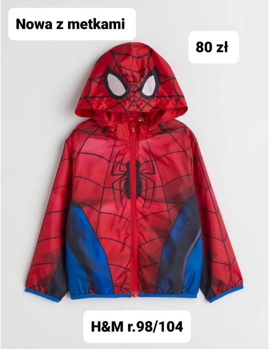 Kurtka wiatrówka chłopięca Spider-Man h&m 98/104 nowa z