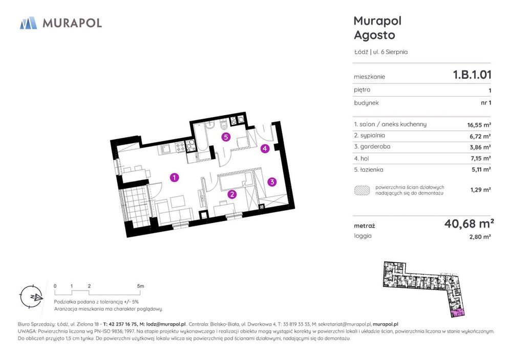 2-pokojowe mieszkanie 40 m² + loggia Bezpośrednio - Widok 2