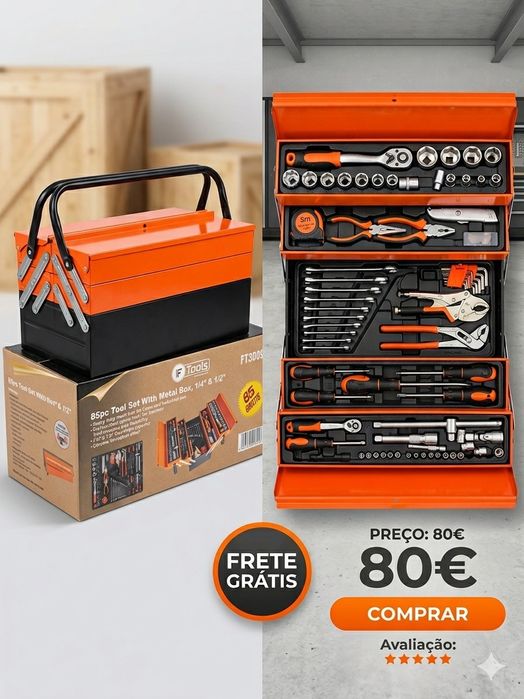 Mala de ferramentas metálica 85pcs FTools
