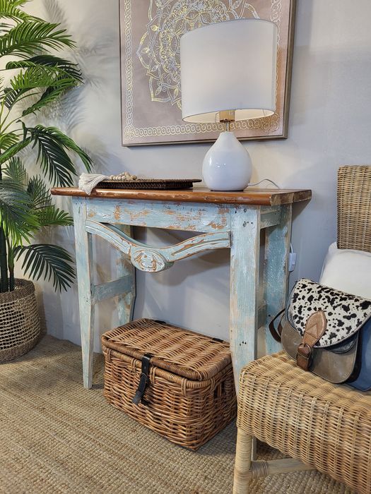 consola,  mesa, aparador,  verde agua, decoração,  rustico
