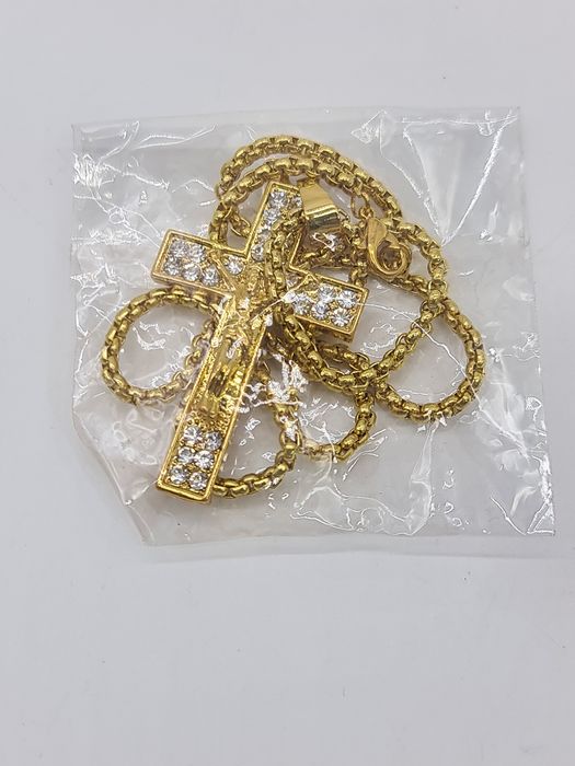 Colar com pendente cruz de Jesus dourado