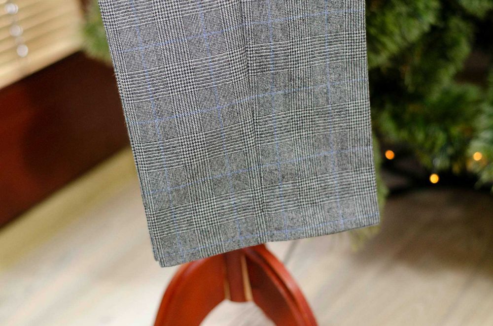 Nowe spodnie flanelowe 100% wełna, r46-48, POW, krata, zakładki