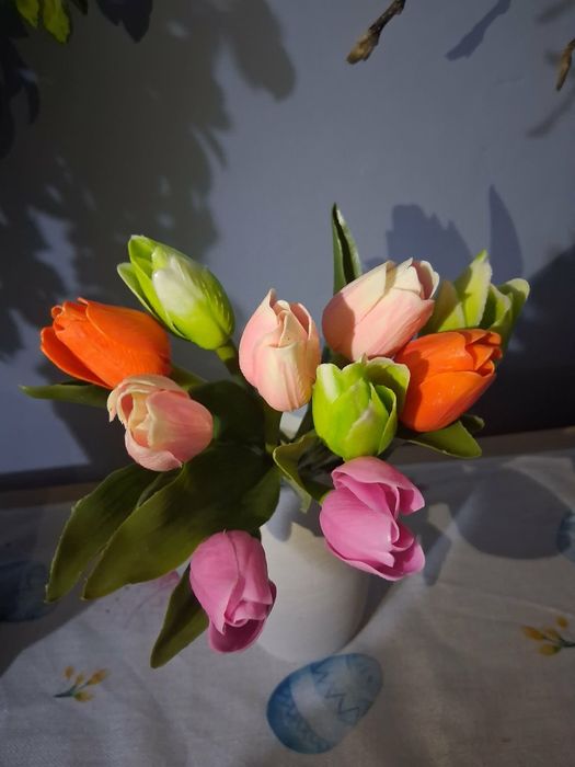10 sztucznych kolorowych tulipanów