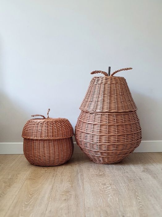 Kosz Jablko stojące duże wiklinowe naturalne handmade pojemnik