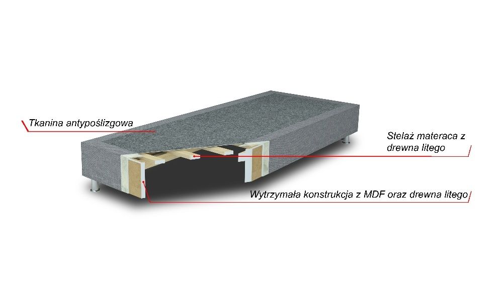 Łóżko hotelowe RELAXODY Baza + Materac kieszeniowy 70x200