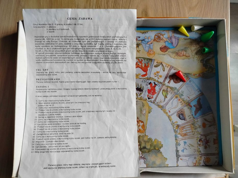 Stara gra planszowa z  Gęsia Zabawa