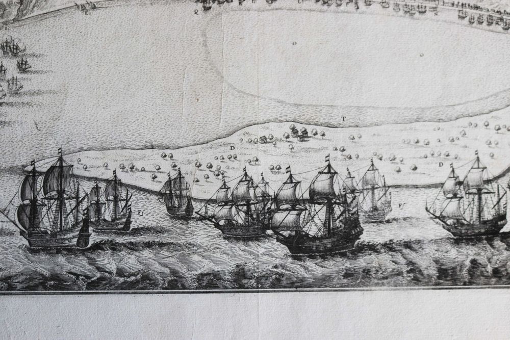 Angola, Porto de Luanda gravura de Matthäus Merian, 1649, raro