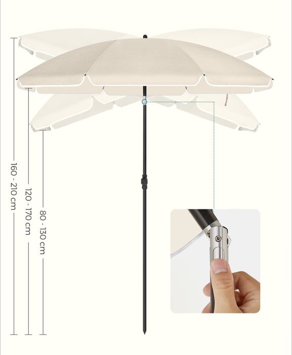 Parasol ogrodowy 160 x 196 cm beżowy