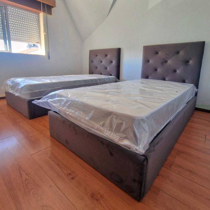 Camas de Solteiro Estofadas de Luxo 199€ - Disponíveis em Várias Cores! 190x90m! topp de Gama Novas Direto Da Fabrica