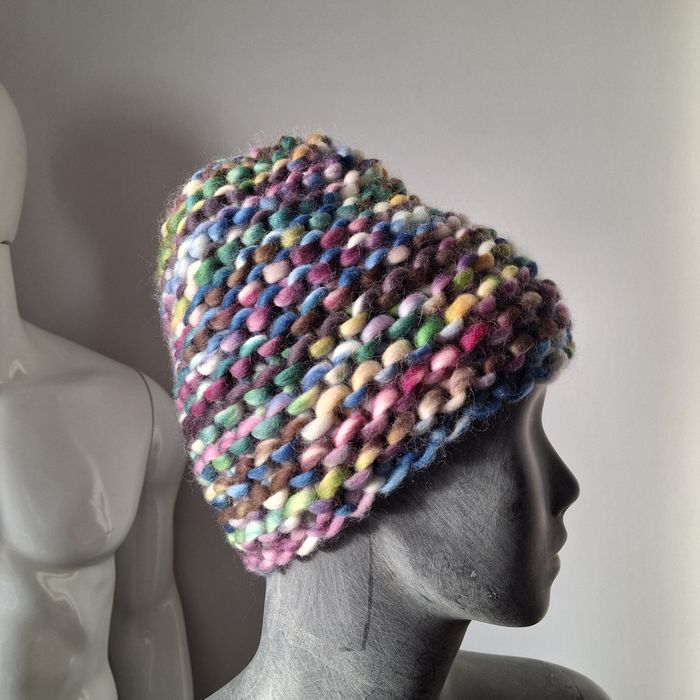 Czapka beanie wełna merino handmade
