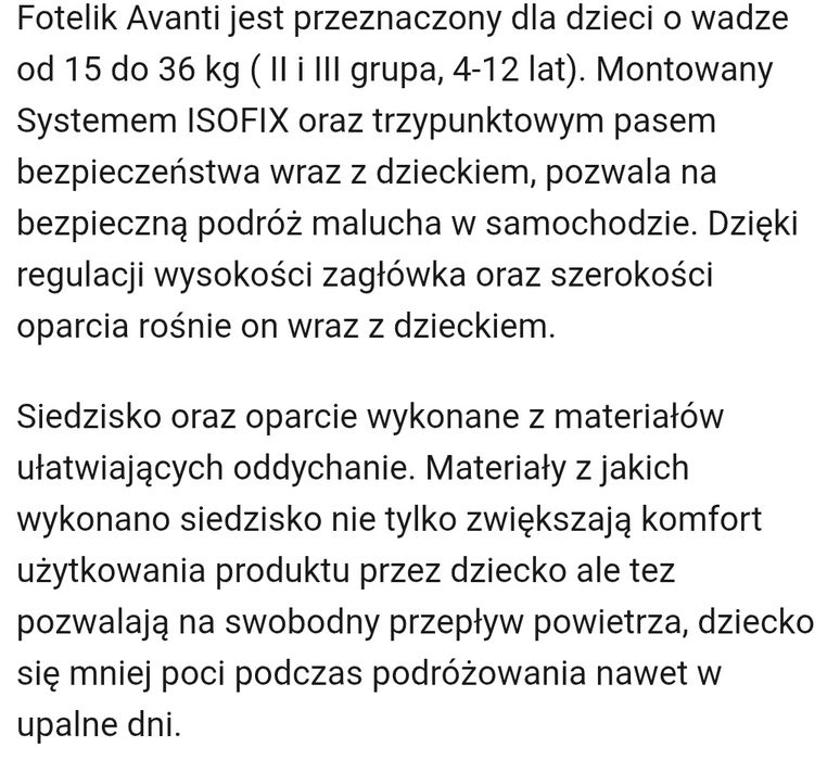 Fotelik coletto avanti