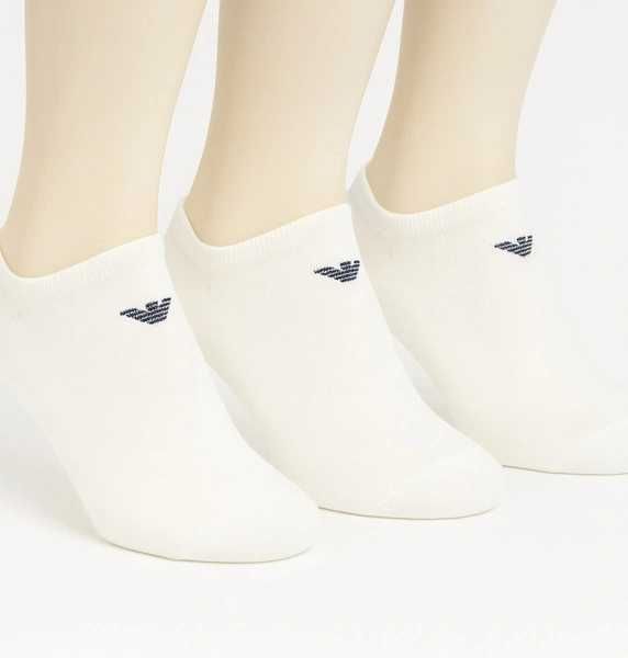 Emporio Armani skarpety stopki Calza bawełna białe wygodne 3-Pack